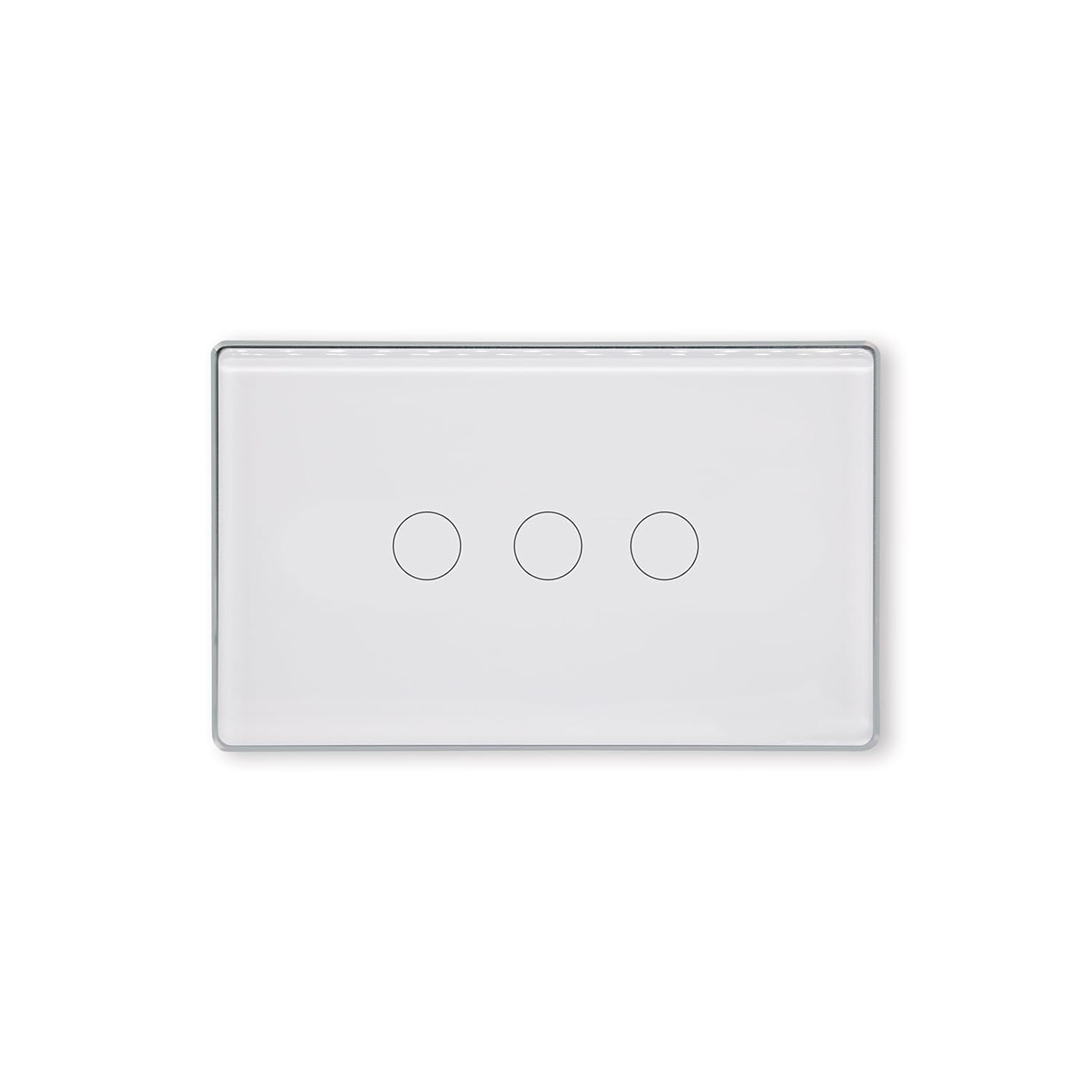 Smart Light Switch,3-Button,Aluminum Frame, Neutral Required,2.4GHz, Tuya Smart Life App,Voice Control,2.5D Curved-Edge Tempered Glass Panel,White