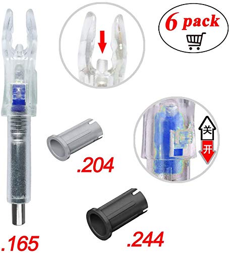 Linpeng 6Pcs-Lighted Archery Nocks For Arrows With 4.2Mm/.165 Inside Diameter, Including Adapter Sleeves (Bushings), Universal Fit G, X, S (Blue) #TOP5
