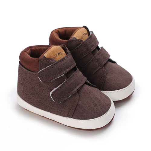 Image of Clowora Baby Boys Girls Shoes Non-Slip Rubber Sole Sneakers Infant First Walking Toddler Crib Shoes Newborn Loafers Flats. (15 /Coffee,0-6 Months)