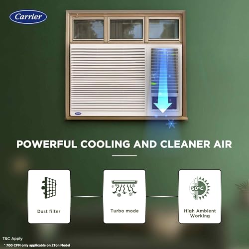 Image of Carrier 1.5 Ton 3 Star Inverter Window AC(Copper,High Density Filter for Dust Filtration, 2Way Air Directional Control, ESTRA Fxi,CIW19SC3R35F0,White)