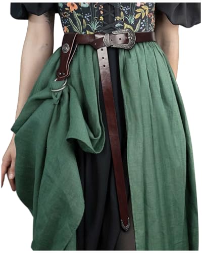 L'VOW Medieval Skirt Hikes Leather Belt - Women's Pirate Belt Skirt Clip Viking Halloween Ren Faire LARP Accessory