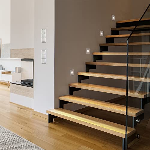 ledscom.de 6 LED Staircase Light/recessed wall Light FOW for Indoors and Outdoors Downlight, Angular, 85 x 85mm, Cool White - Image 3