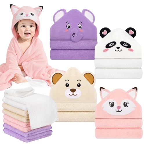 Image of 12 PCS Baby Bath Towels Set, Baby Towels for Infant Newborn Bath Essentials