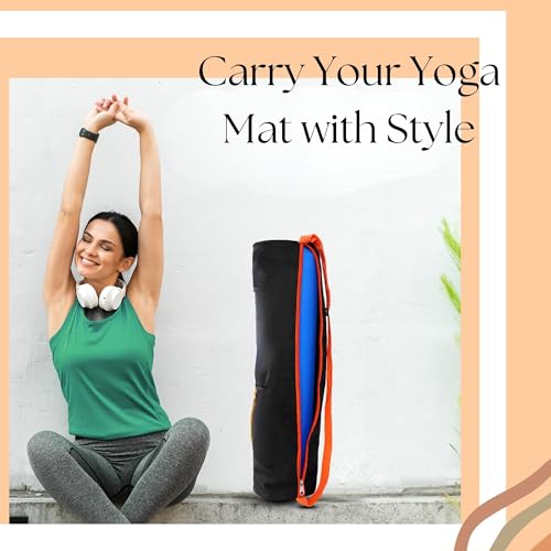 Image of Yoga Mat Cover Bag with Adjustable Shoulder Strap and Zipper Closure Waterproof Carry Bags fit up to 4mm to 8 mm Mats for Women and Men (Orange)