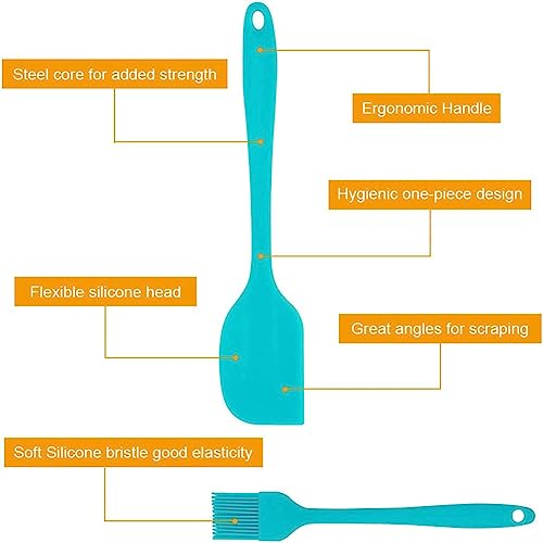 Image of Baskety Food Grade Silicone Rubber Spatula Set Non-Stick Kitchen Utensils for Baking, Cooking & Mixing (Blue)
