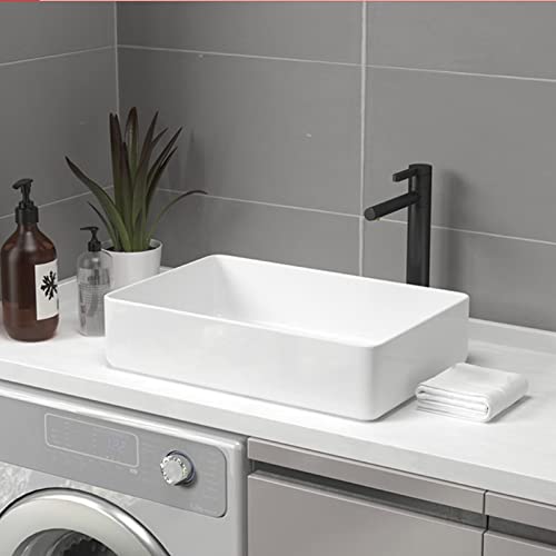Vasque de salle de bain rectangulaire sans éclaboussure céramique blanche - 5