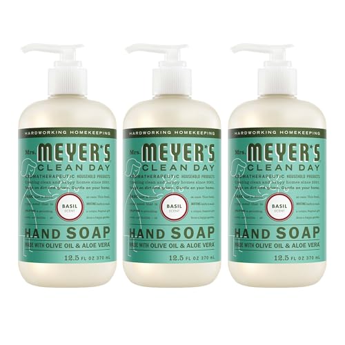 MRS. MEYER'S CLEAN DAY Hand Soap, Basil Scent, 12.5 Fl Oz Bottle - 3 Pack