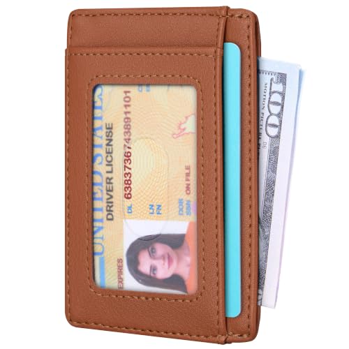 Image of Travelambo Slim Wallet Front Pocket Minimalist Leather RFID Blocking Medium Size