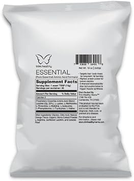 Trim Healthy Essential Amino Acid Formula, Pure Protein Powder with Leucine, Citrus Flavor, 18 oz