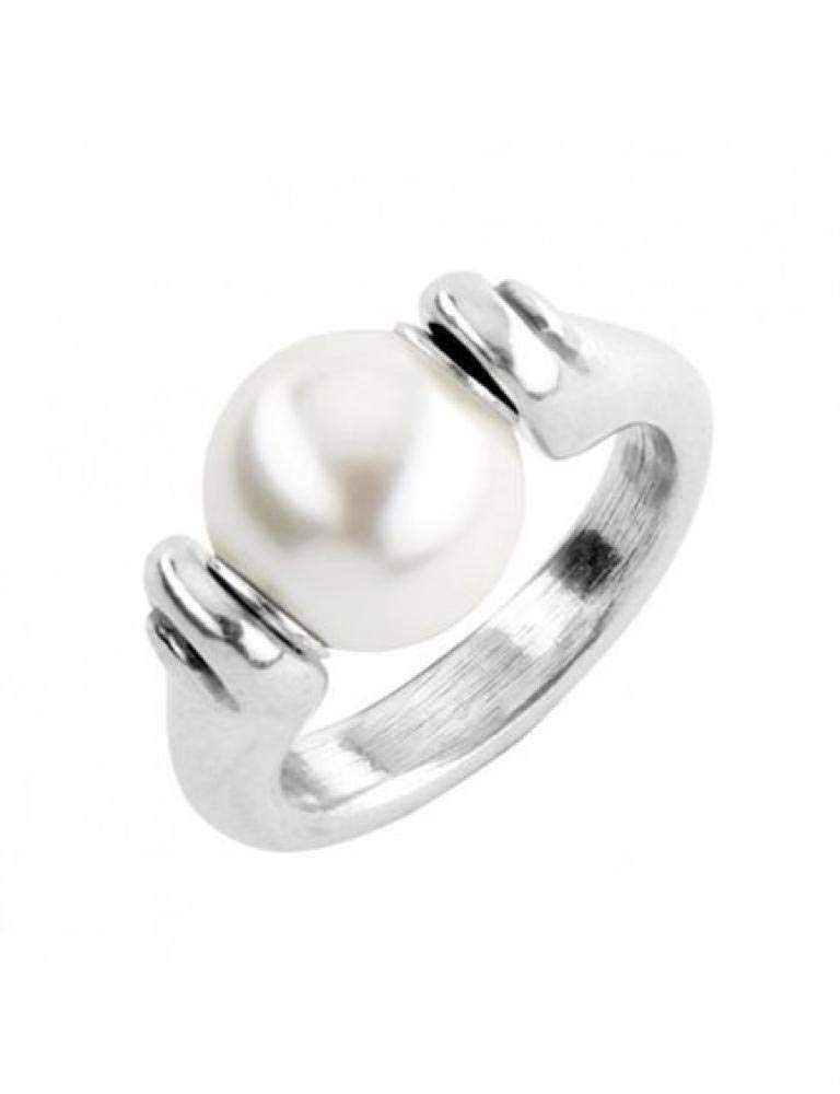 Uno de 50 Ring aus Metall, beschichtet mit Sterlingsilber und synthetischer Perle.