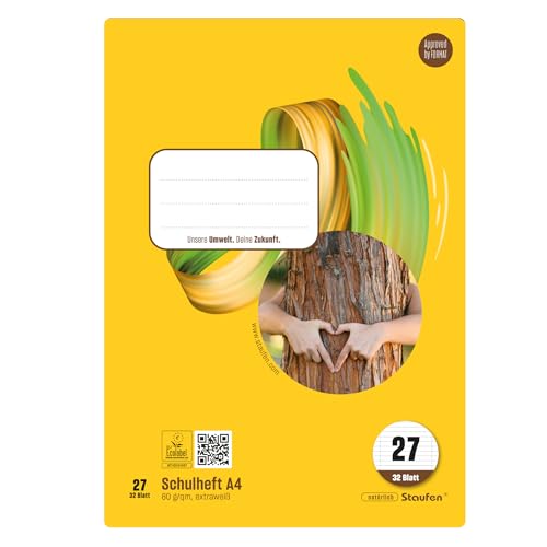 Staufen Style Schulheft - 5 Hefte je 32 Blatt, DIN A4, Lineatur 27 (9 mm liniert mit Randlinien), 80 g/m² Papier