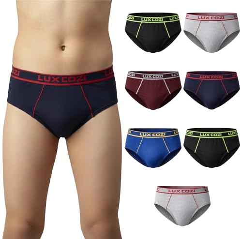 Image of Lux Cozi Boy's Super Combed Cotton Outer Elastic Solid Brief with Ultra Soft Waistband | Colors May Vary |Pack of 8