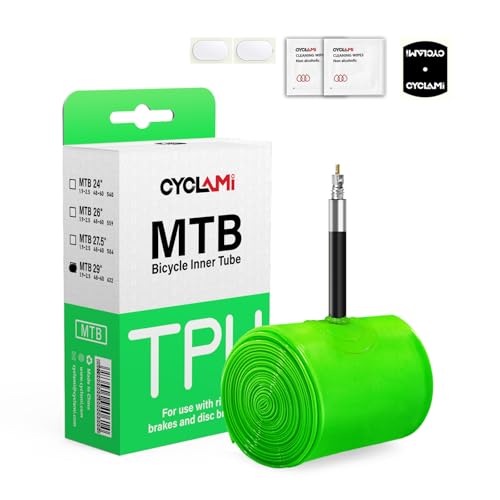 CYCLAMI 1-Pack MTB TPU Inner Tubes 29'' Inner Tubes for MTB29 inch x 1.9-2.5 Lightweight 63g Bike Tire Tube with 45mm Presta Valve for Mountain Bike(Include Bike Tube Patch Repair Kit)