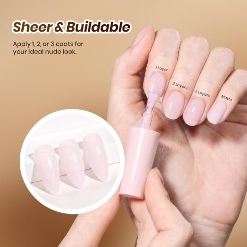 Image of Beetles Espresso French Gel Polish Set, 2 Colors 15ml Easy French Tips Kit | Brown Jelly Nude Pink Fall Colors Polish, French Nail Stickers Soak Off Uv Gel Manicure Nail Art Design
