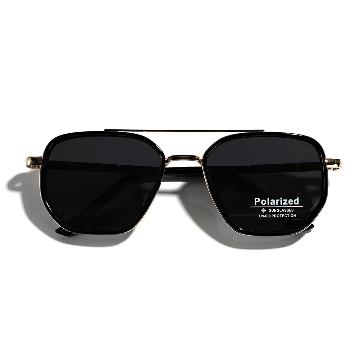 TR90 Lunettes de soleil polarisées rétro carré plat double pont plein cadre UV400