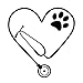Stethoscope Heart PAW Cutout (BLACK) Vinyl Decal Stickers for MacBook Laptop Car Nursing Tough Strength Strong Strength Hope Inspiration Love Doctor Nurse Veterinarian Health Medicine Hospital Med School Vet Tech Dog Cat Bird Pets Adopt Shelter Animal Hospital Print