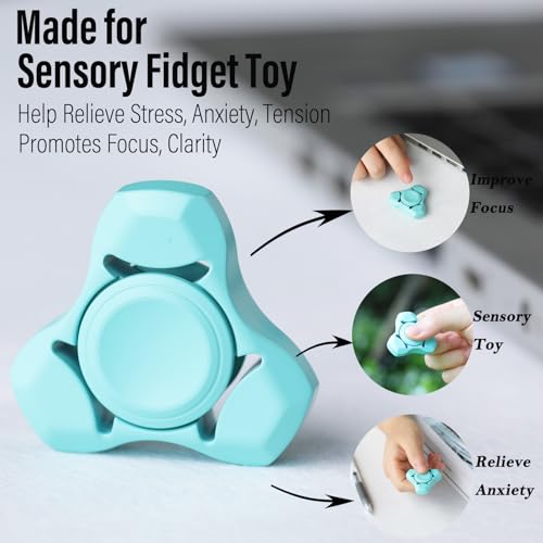 Image of FREELOVE Premium Metal Fidget Spinner for Adults, Stainless Steel Heavy Silent Spinner with Precision Bearing, Small Office Desk Toy & EDC for Stress Relief Focus ADHD, Ceramic Plated Blue