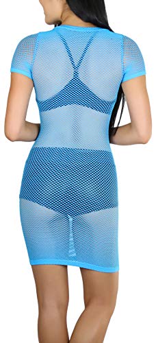 Image of ToBeInStyle Women's Stretch See Through Fishnet Novelty Mini Rave Party Dress
