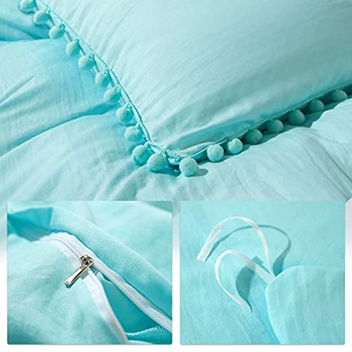 ETDIFFE Turquoise Boho Duvet Cover Set Queen Size, 3 Piece, 90x90 Inch by ETDIFFE - Used condition - Image 5
