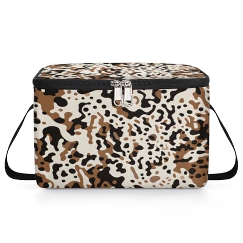 GzLeyigou Camo Texture Lunch Bags for Women Men 9 Cans, Hot & Cold Food Delivery Bag Insulated Grocery Bag Insulated Lunch Box Brown Camouflage Cooler Bag for Office Work Picnic Beach