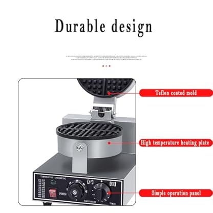 STMKB Kommerzielles Waffeleisen, Elektrisches Waffeleisen, Beidseitige Erwärmung, Schnelles Aufheizen, Temperaturbereich: 50–250 °C, 0–5-Minuten-Timer-Funktion, Backwerkzeuge Für Die Küche – Bild 5