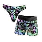 Generic Custom Couple Name Boxer Briefs Classic Thong Personalized Text Underwear Funny Gift for Men Women on Valentine's Day, Medium