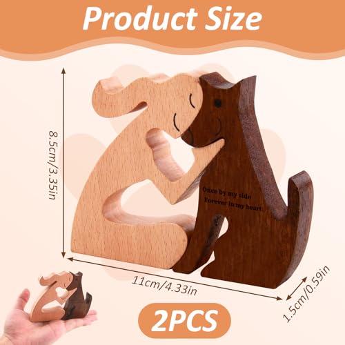 Smomend Mann und Hund Holzstatue Holzskulptur Hundefiguren Ornamente, 11 x 8,5 x 1,5 cm, Schreibtisch und Regal, Mensch-Hund Bindung Kunstwerk als Geschenk für Hundeliebhaber, Familie und Freunde