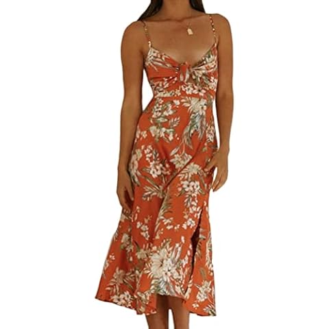 ticticlily Vestido de Verano Mujer Estampado Floral B Naranja Cover