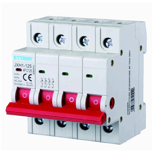 380V 125A INTERRUTTORE SEZIONATORE, MODULARE, MONOFASE, IP20, 4P, 4 MODULI, MONTAGGIO SU BARRA DIN, INTERRUTTORE DI ISOLAMENTO, 415V AC, TRIFASE