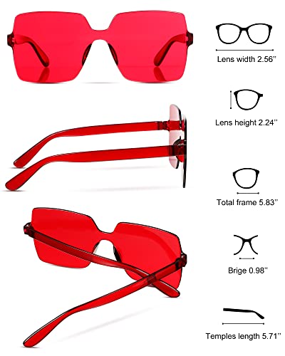 Chumia 51 Pack Fun Sunglasses Bulk Adult Party Favors Glasses Colorful Plastic Square Rimless Retro Sunglasses for Women Men Neon Party Candy Color Glasses2