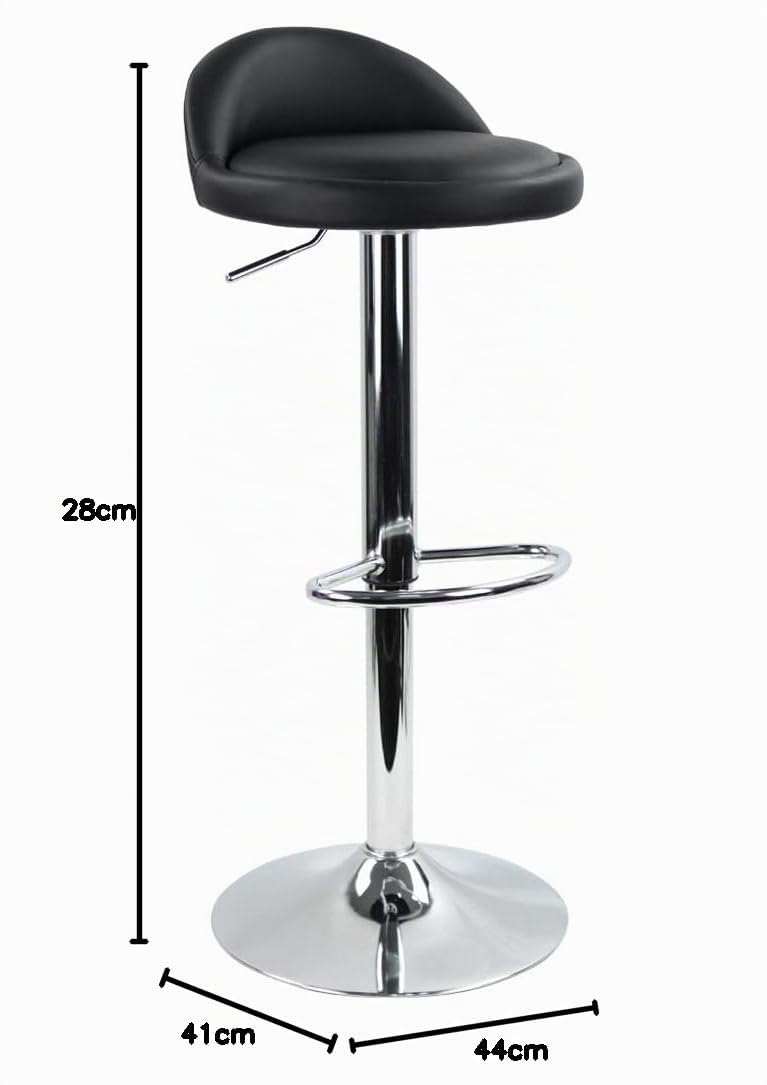 KKTONER Taburete de Bar Redondo Piel sintética con reposapiés de Altura Ajustable Giratorio Color Negro