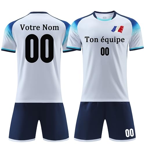 OPUTWDF Maillot Football Personnalisé Adulte Ensemble Foot Enfant Peut Être Personnalisé avec Votre Nom Numéro Équipe Logo