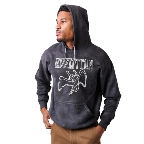Bioworld Led Zeppelin Falling Icarus Logo Long Sleeve Black Cloud Wash Hooded Sweatshirt2
