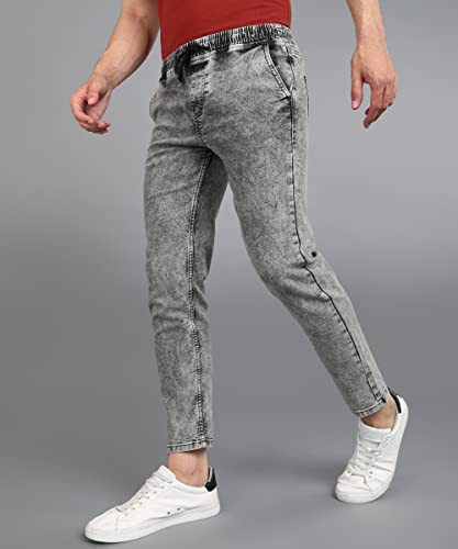 Image of Urbano Fashion Men Mid Rise Regular Fit Washed Jogger Jeans Stretchable