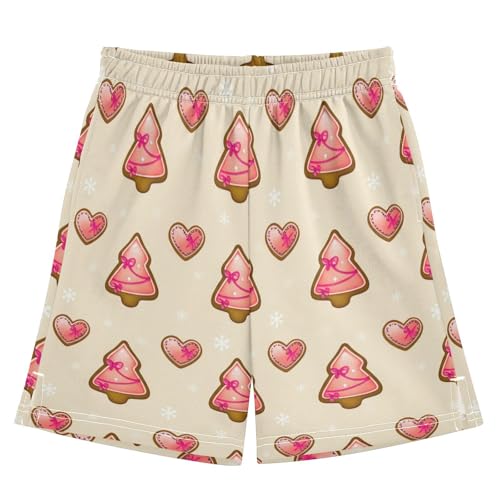 Gingerbread Cookies Athletic Shorts with Zipper Pockets, Youth Boys Athletic Running Shorts for Summer
