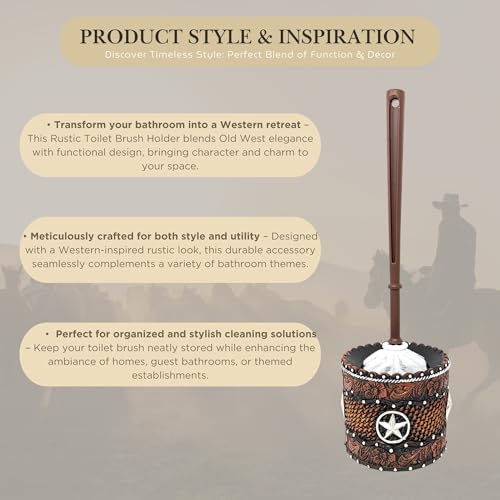 Image of Rustic Toilet Brush Holder Set - Western Bathroom Decor, Cowboy & Southwestern Style, Toilet Cleaner & Scrubber for Cabin & Rustic Home Decor, Decorative Toilet Brush and Holder