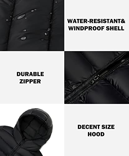 Image of SOLOCOTE Women's Lightweight Down Puffer Jacket Water-Resistant Warm Hooded Winter Coat