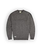 Pull col rond. Manches raglan. Bord-côte col. Manches et bas. Maille torsadée. Etiquette tissée en bas. Mélange de laine et nylon. Jauge 7.