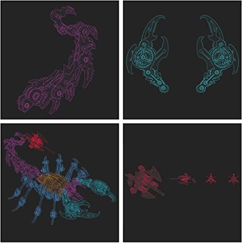 Puosuo Colourful 3D Metal Puzzle Scorpion Diy Model Kit, Puzzle Jigsaw Scorpion King 3D Stainless Steel Ornaments (Blue) #TOP5