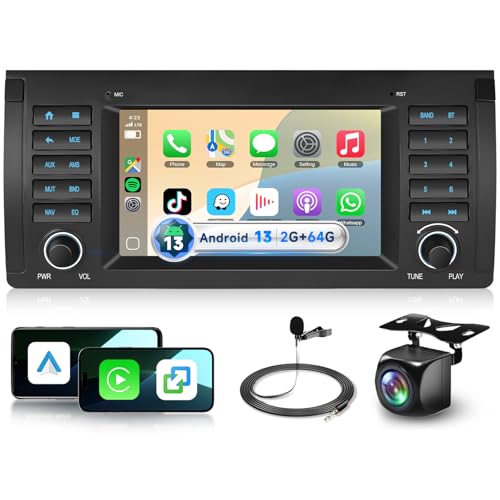 2G+64G 7‘’ Car Stereo for BMW 5 Series E39 1995-2002 E53 2002-2007 Radio,DSP ASP Stereo Android 13 Radio Wireless Carplay Android Auto,5.0 Bluetooth,IPS Touch Screen,GPS,FM/RDS WiFi Backup Camera