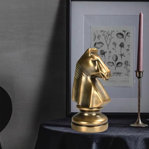 Estatua de ajedrez decoración de oficina caballo rey reina en resina miniatura 6