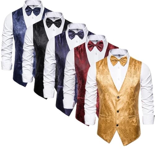 Men’s Classic Single-Breasted V-Neck Suit Vest Set– Lightweight Formal Waistcoat for Wedding or Party2