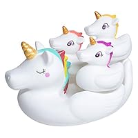 Woby Baby Bath Toys Cute Unicorn Spray Toys Bathroom Rubber Floating Bathtub Squirt Toys for Toddlers Infants 6-12 Months Girl Ideal Gifts Value Pack 4pcs Set