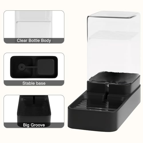 Automatic Cat Feeder and Water Dispenser in Set with Pet Food Bowl,Gravity Dog Waterer and Food Feeder for Small Medium Dog Cat Puppy Kitten Large Capacity(3.3L,Black) - Image 6
