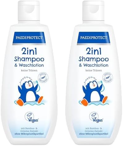 PAEDIPROTECT 2in1 Shampoo & Waschlotion für Babys & Kinder 200 ml, sanfte Reinigung & Haar ohne Parfüm & Mikroplastik, Duschgel spendet Feuchtigkeit für trockene, sensible Haut auch Erwachsene