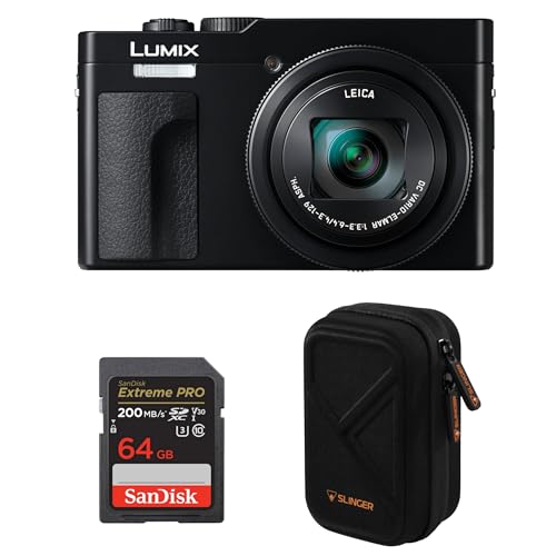 Panasonic LUMIX ZS99 Point and Shoot Camera, Compact Camera for Travel with 30x Zoom with 24-720mm Zoom Lens, and 4K Video/Photo, Great for Travel and Concerts, DC-ZS99 + Case + 64GB SD Card (Black)