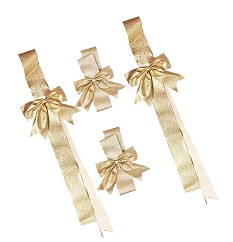 Smart Solution House 4 PCS Golden Glitter Cabinet Christmas Bows, Décor for Indoor Outdoor Holiday Decorations, Festival Decoration for Christmas Tree