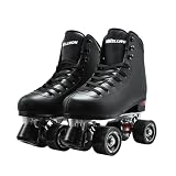 WELLWON Roller Skate for Women and Men, Classic Design High-Top PU Leather Quad Roller Skates for Outdoor and Indoor, Rollerskates for Beginner Size 8