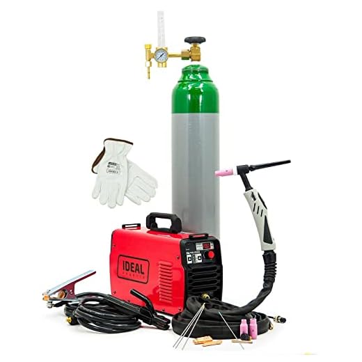 Juego 1 Ideal TIG 200 DC WIG DC HF Inverter Acero Inoxidable Soldadora Máquina de Soldar 200 Amp MMA, Rojo