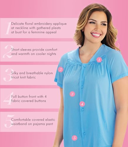 Image of Exquisite Form 90107 Women's Nylon Tricot Short Sleeve Matching Pajama Set